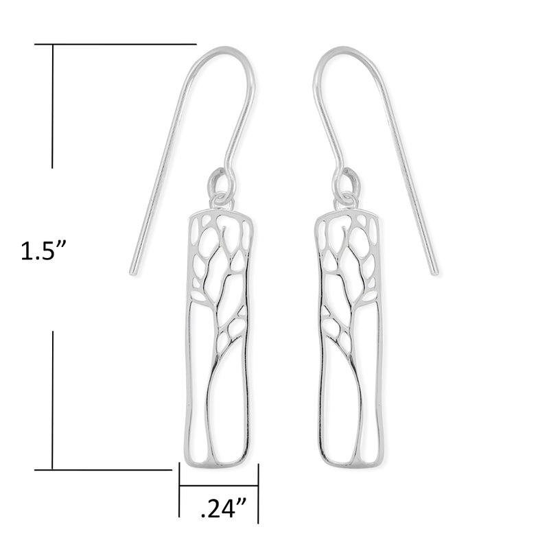 Boma Jewelry Sterling Silver Rectangle Tree Silhouette Dangle Earrings - Image 5